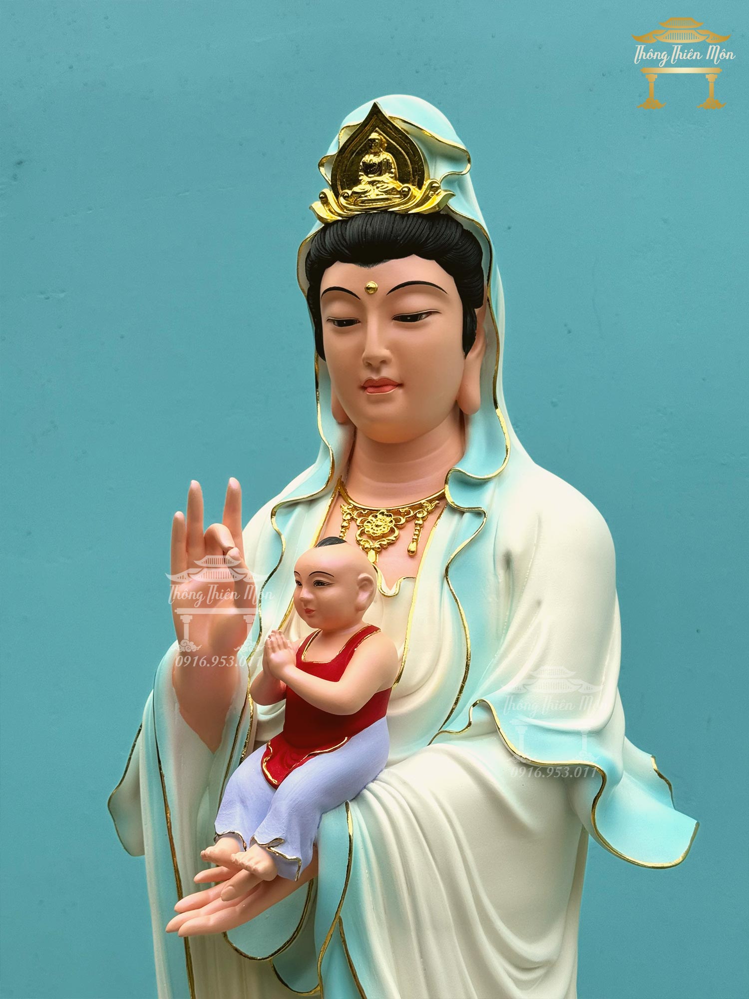 TƯỢNG QUAN ÂM TỐNG TỬ, SƠN KHOÁNG CAO CẤP, KÍCH THƯỚC 120CM