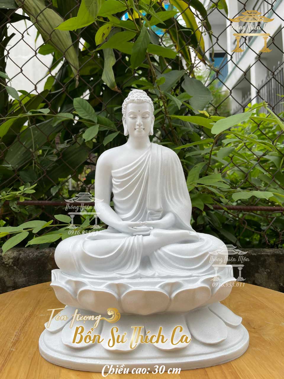 Tượng Bổn Sư Thích Ca Thiền Định  - 32cm - Màu trắng
