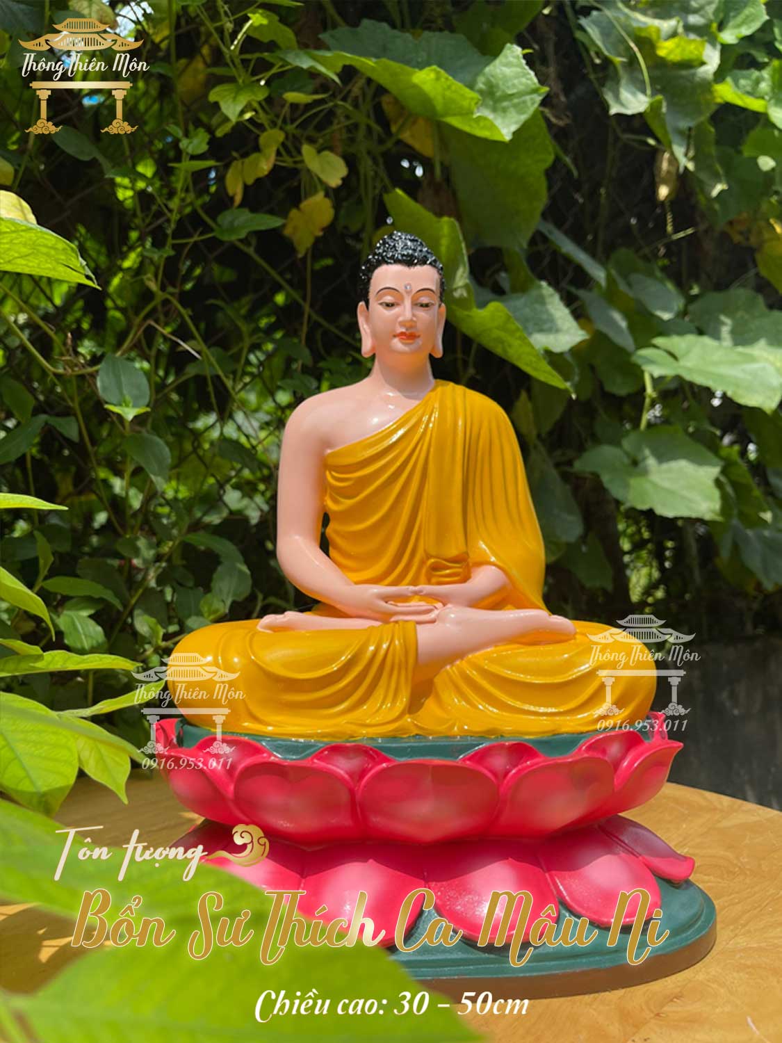 Tượng Bổn Sư Thích Ca Thiền Định  - 32cm - Màu vàng bóng