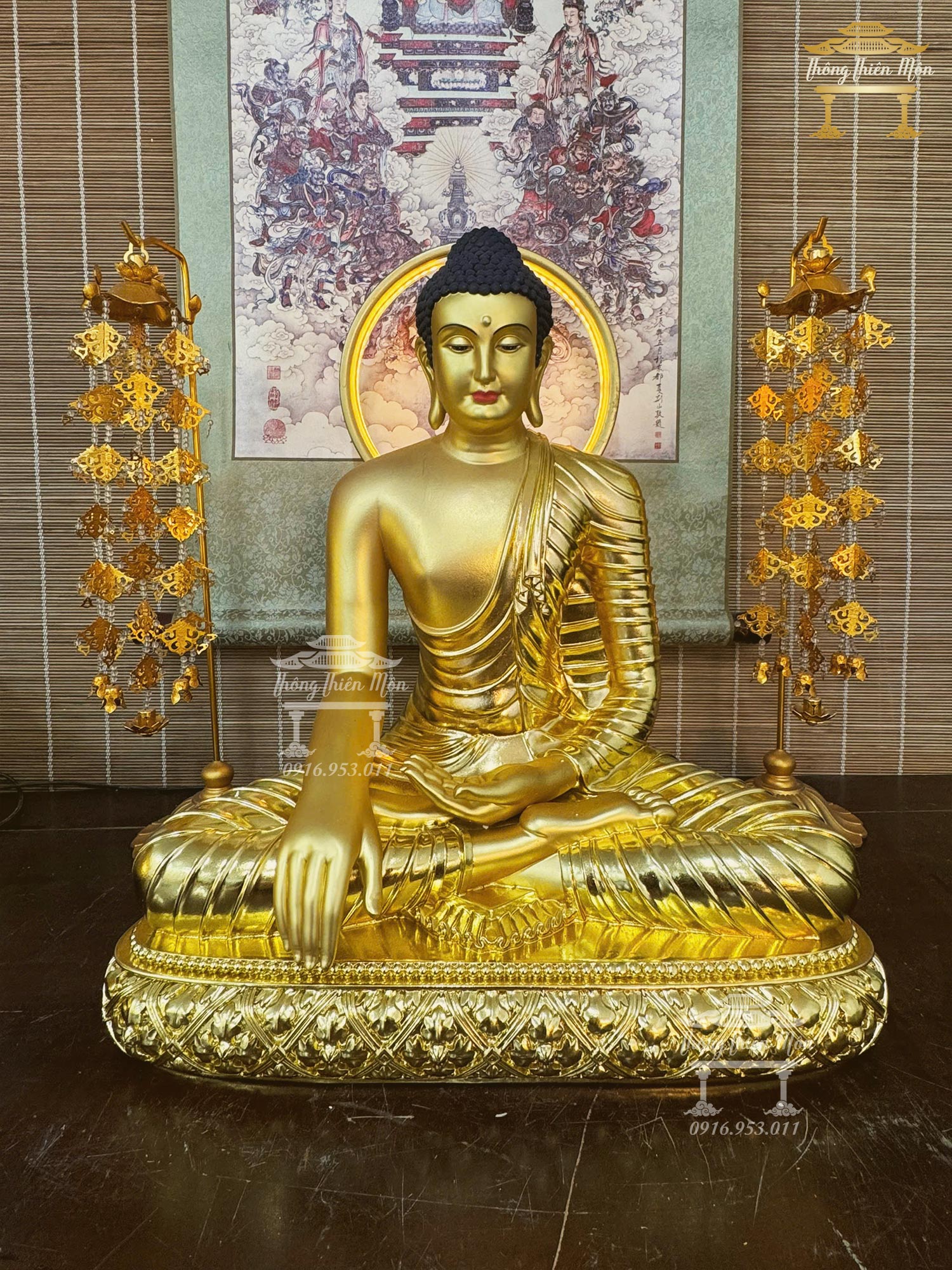 Tôn tượng Bổn Sư Nam Tông, Kích thước 45cm, Mạ vàng