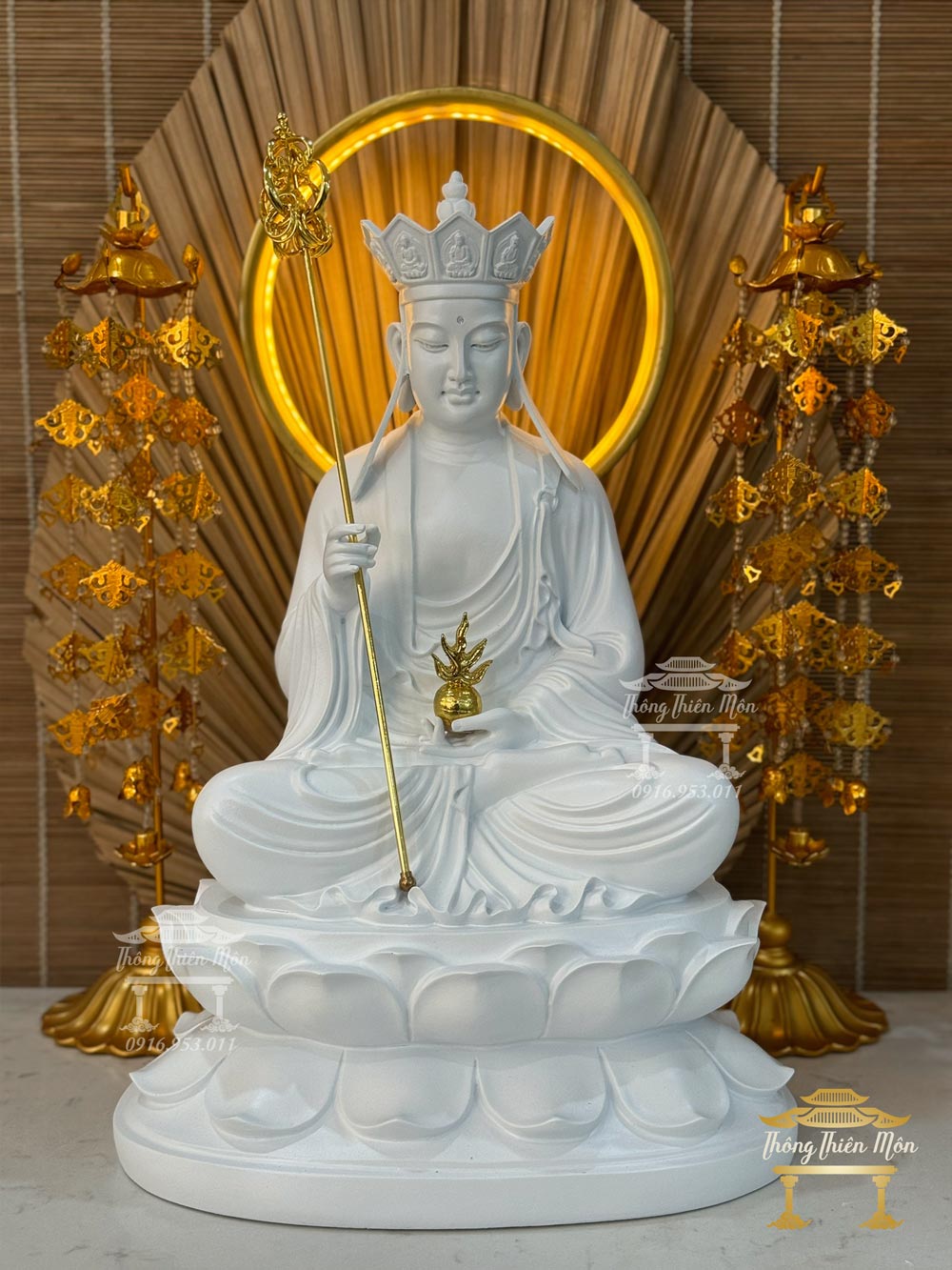 Tượng Địa Tạng Bồ Tát - 45cm - màu trắng