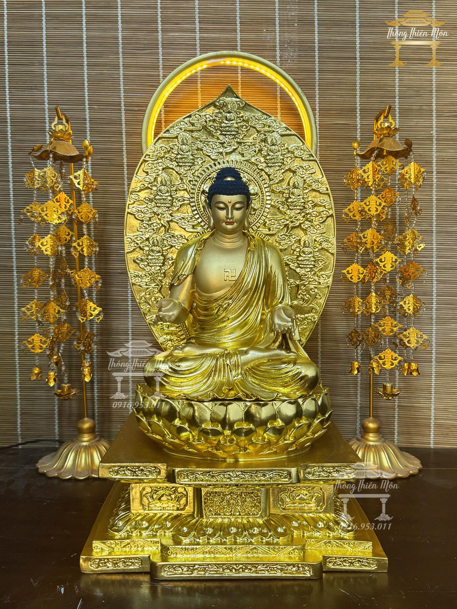 Tôn tượng Thất Phật Dược Sư, Mạ vàng, kích thước 50cm