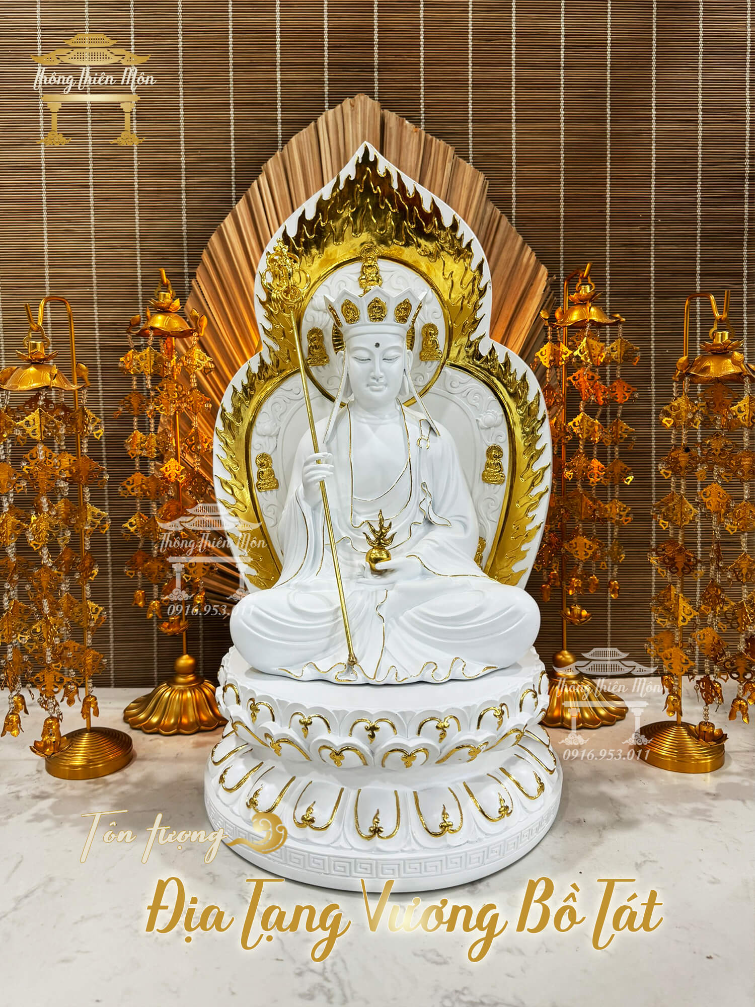 Tượng Địa Tạng Bồ Tát - 60cm - có thân quang mạ vàng