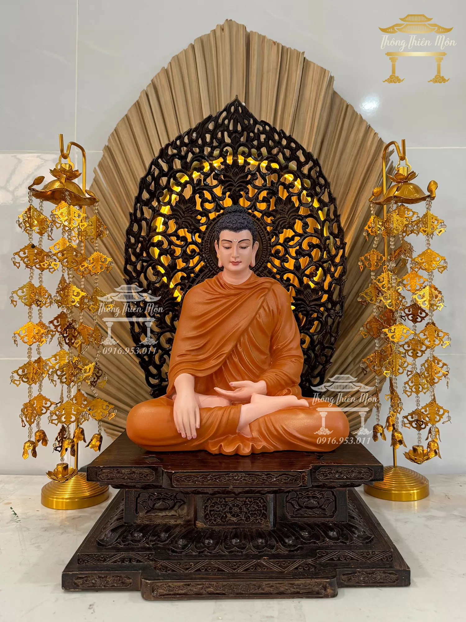 Tôn tượng Bổn Sư Ấn Địa Xúc - Kích thước tổng thể 45cm - Đế kim cang