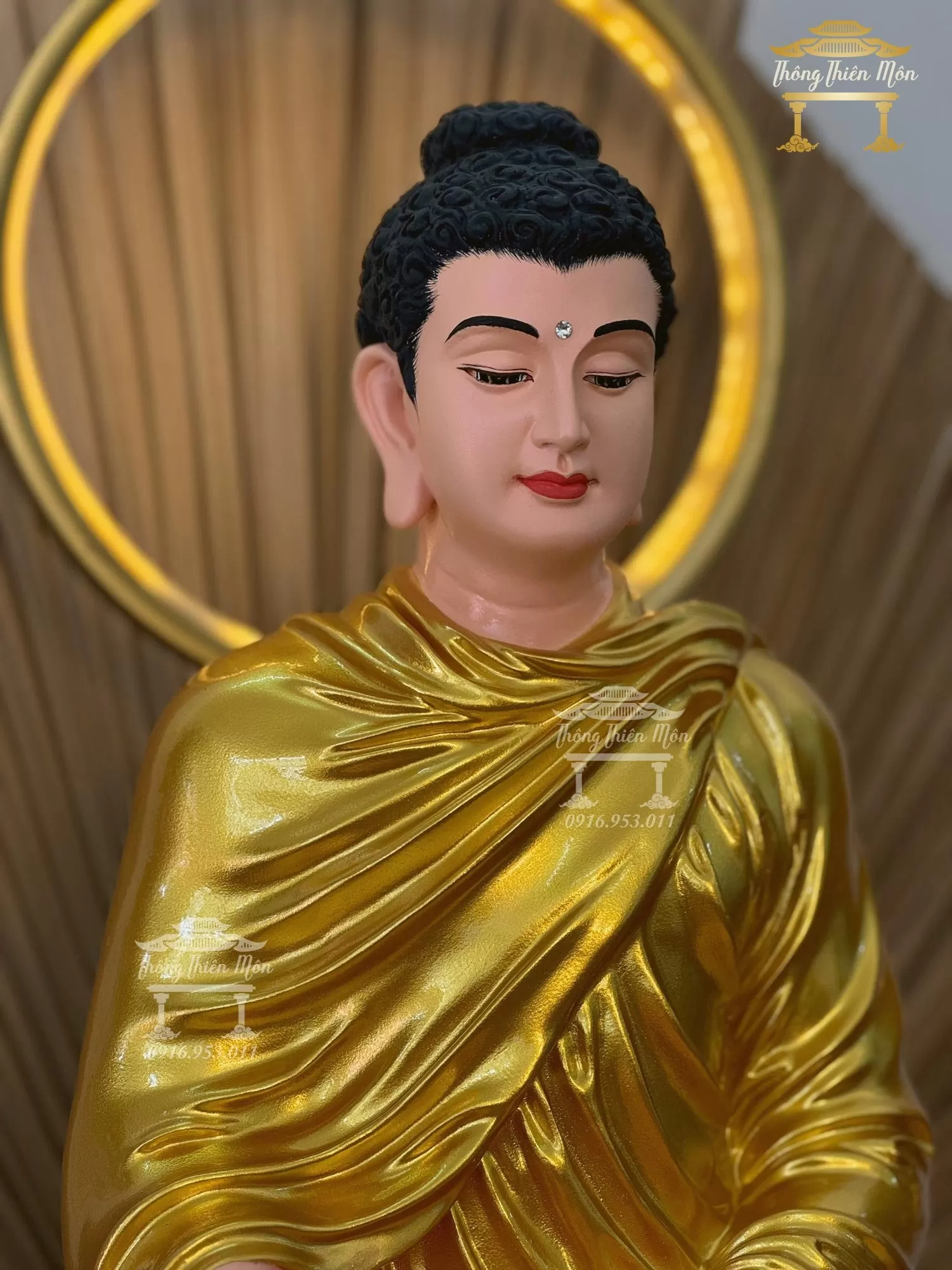 Tượng Bổn Sư Thích Ca Ấn Địa Xúc - Kích thước 50cm -Sơn nhũ vàng hoặc theo yêu cầu