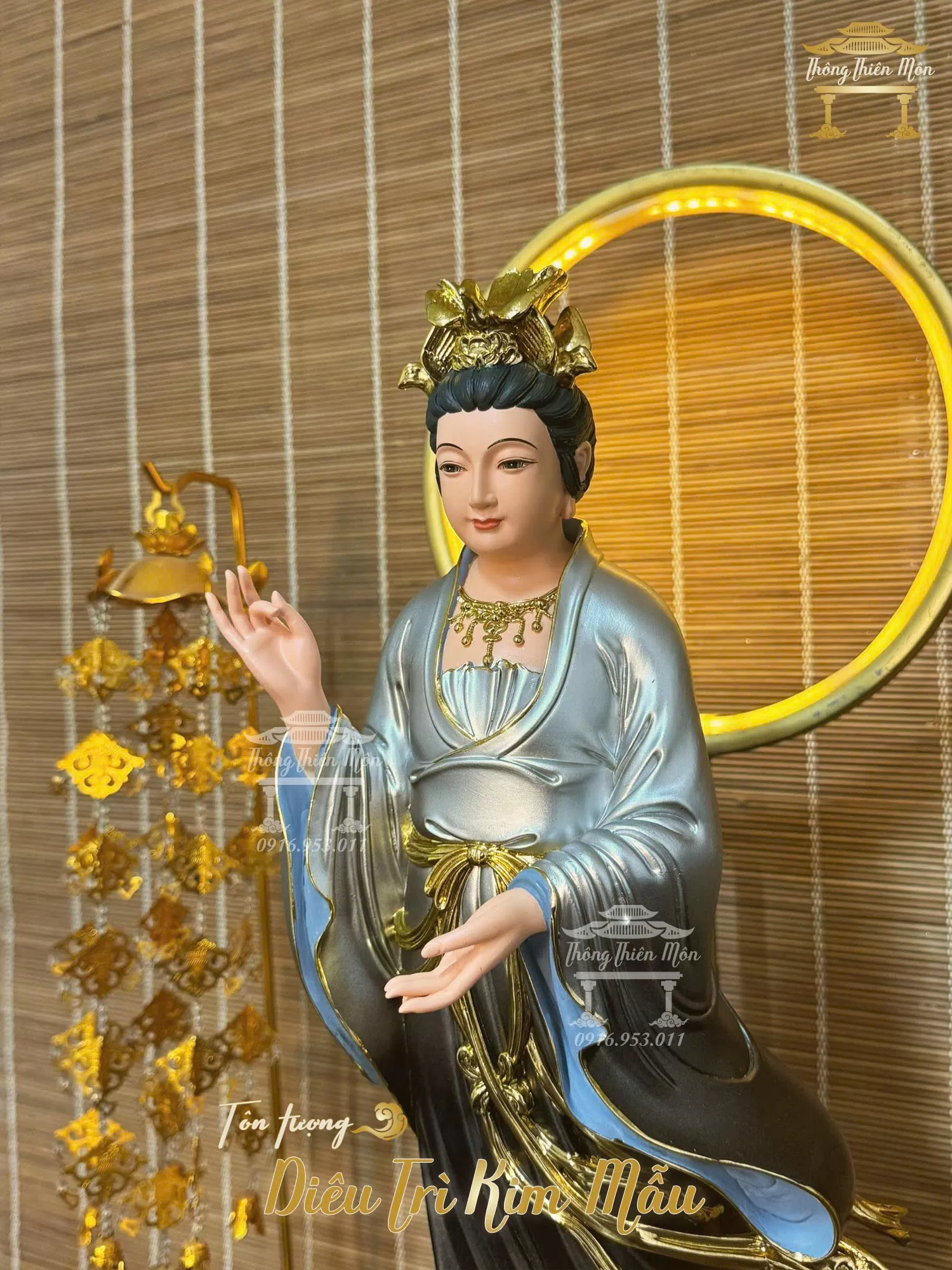 Tôn tượng Địa Mẫu, Kích thước 50cm, Phối đen bạc