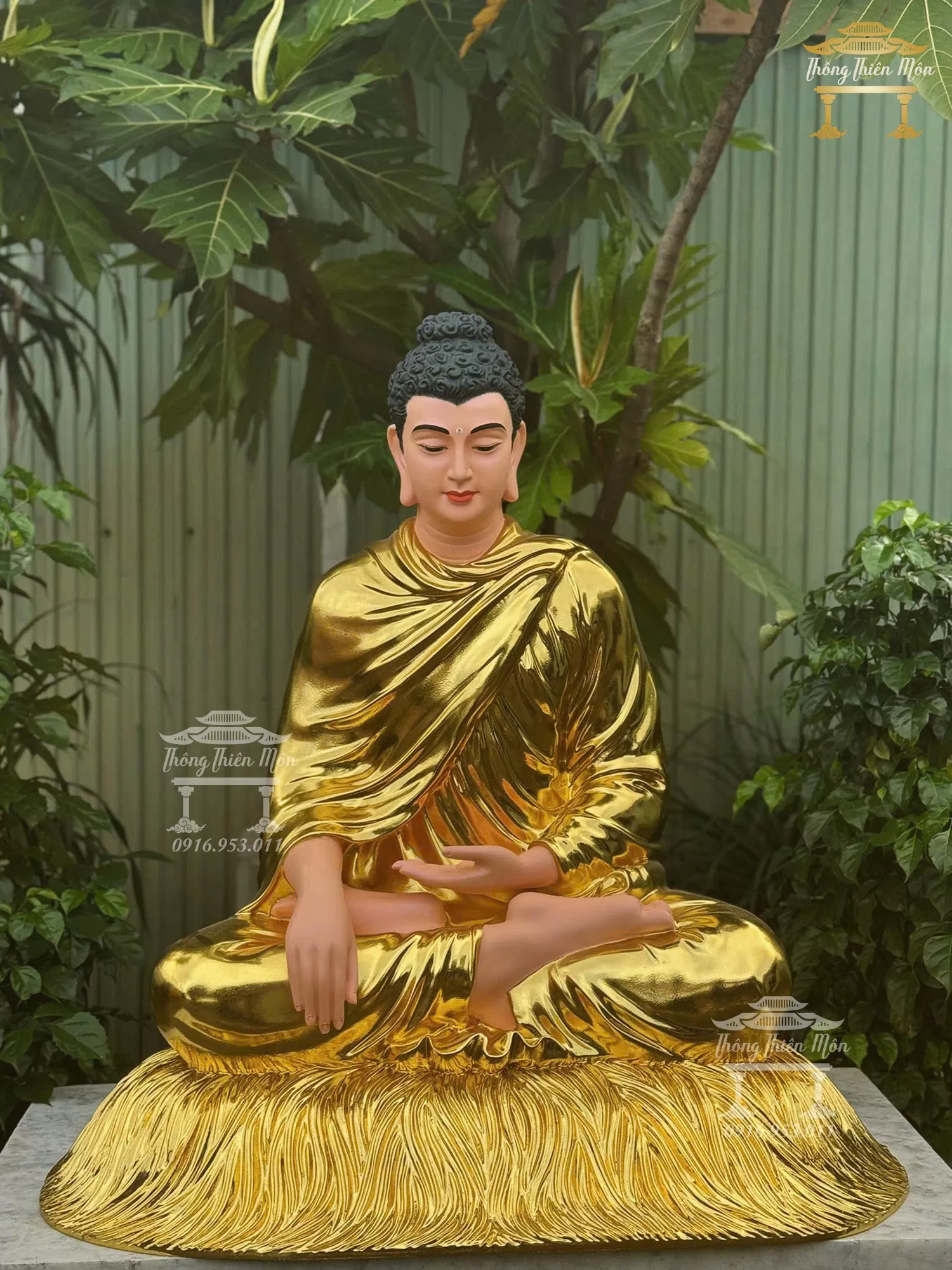 Tôn tượng Bổn Sư Ấn Địa Xúc, Cao 85cm, Mạ Vàng