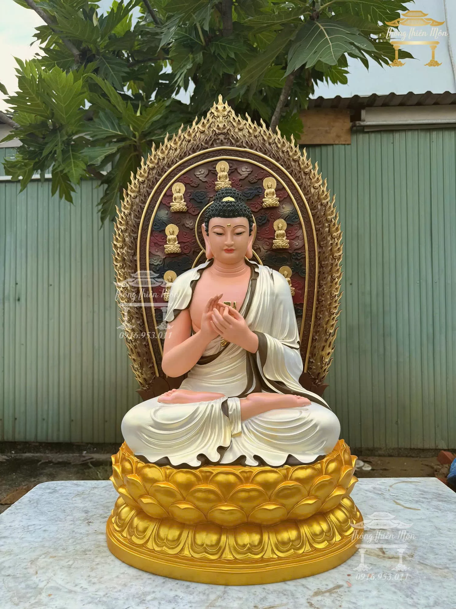 Tôn tượng Thất Phật Dược Sư, Sơn phối màu, Kích thước 90cm