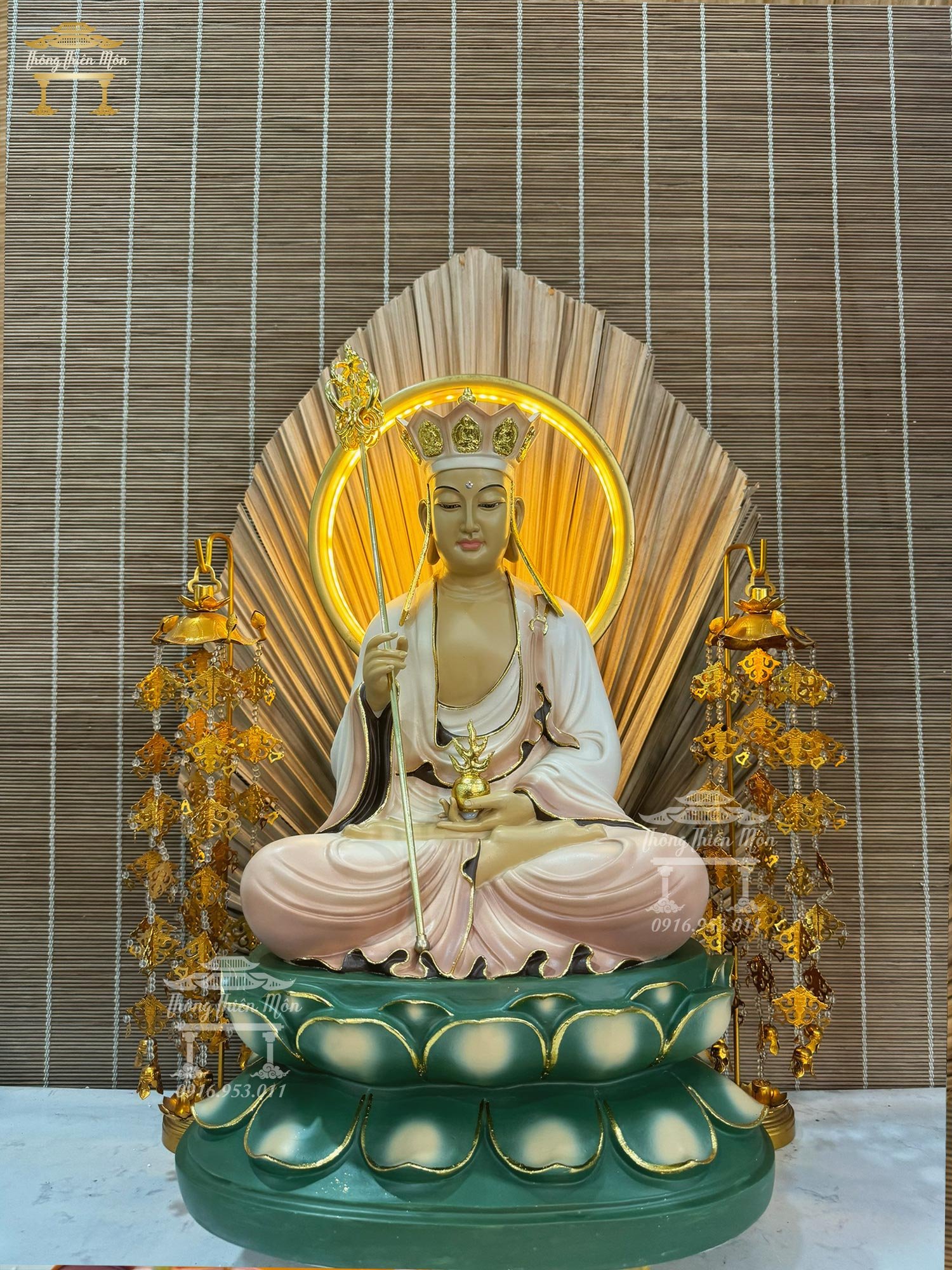 Tôn tượng Địa Tạng Bồ Tát - sơn màu theo yêu cầu - 45cm