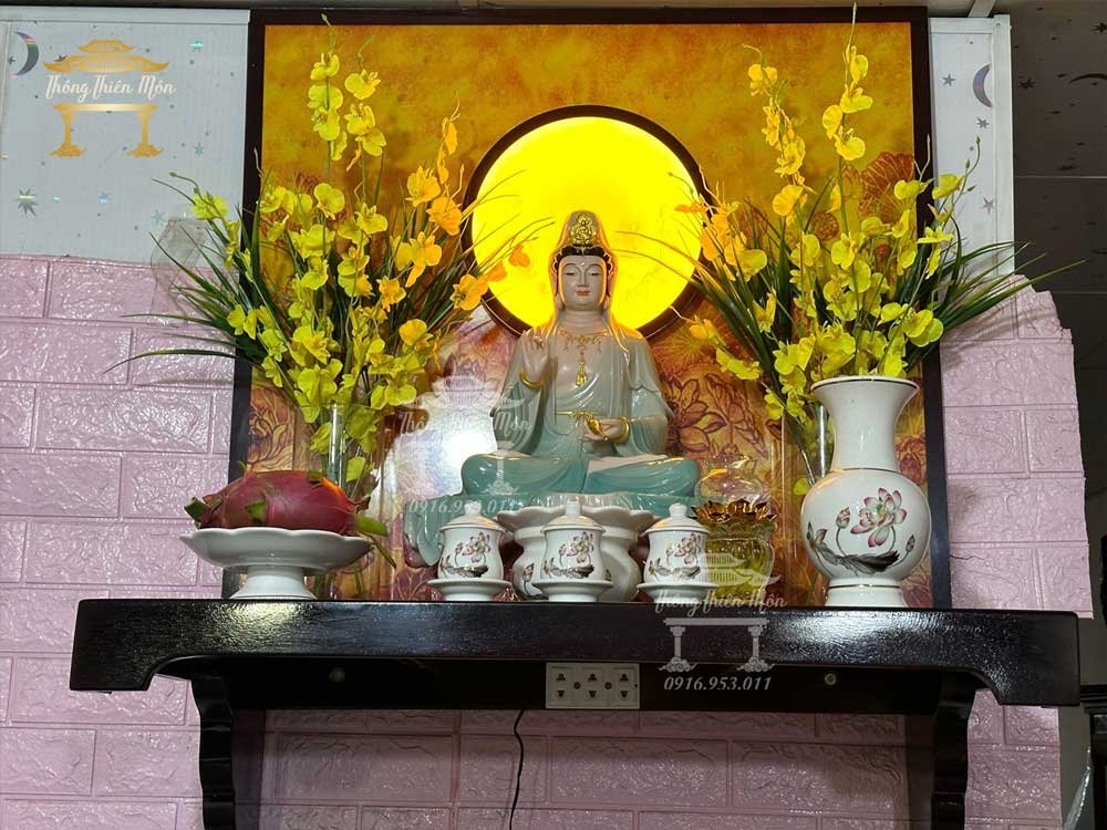 Tôn tượng Quan Thế Âm Bồ Tát - 48cm - Sơn màu theo yêu cầu