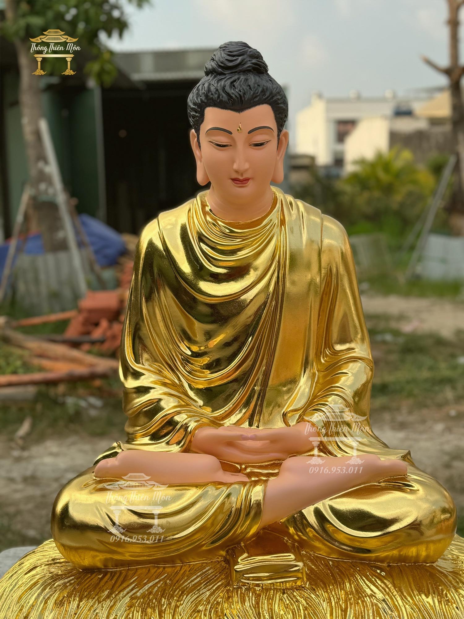 Tượng Bổn Sư Thích Ca Thiền Định  - 85cm - Mạ vàng