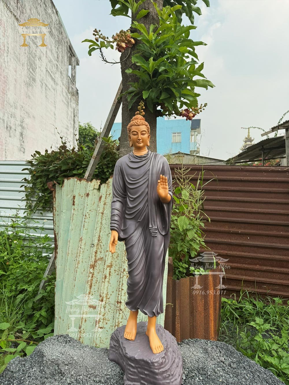 Tôn tượng Đức Phật Ban Phước - Màu Tử Sa - Kích thước 110cm