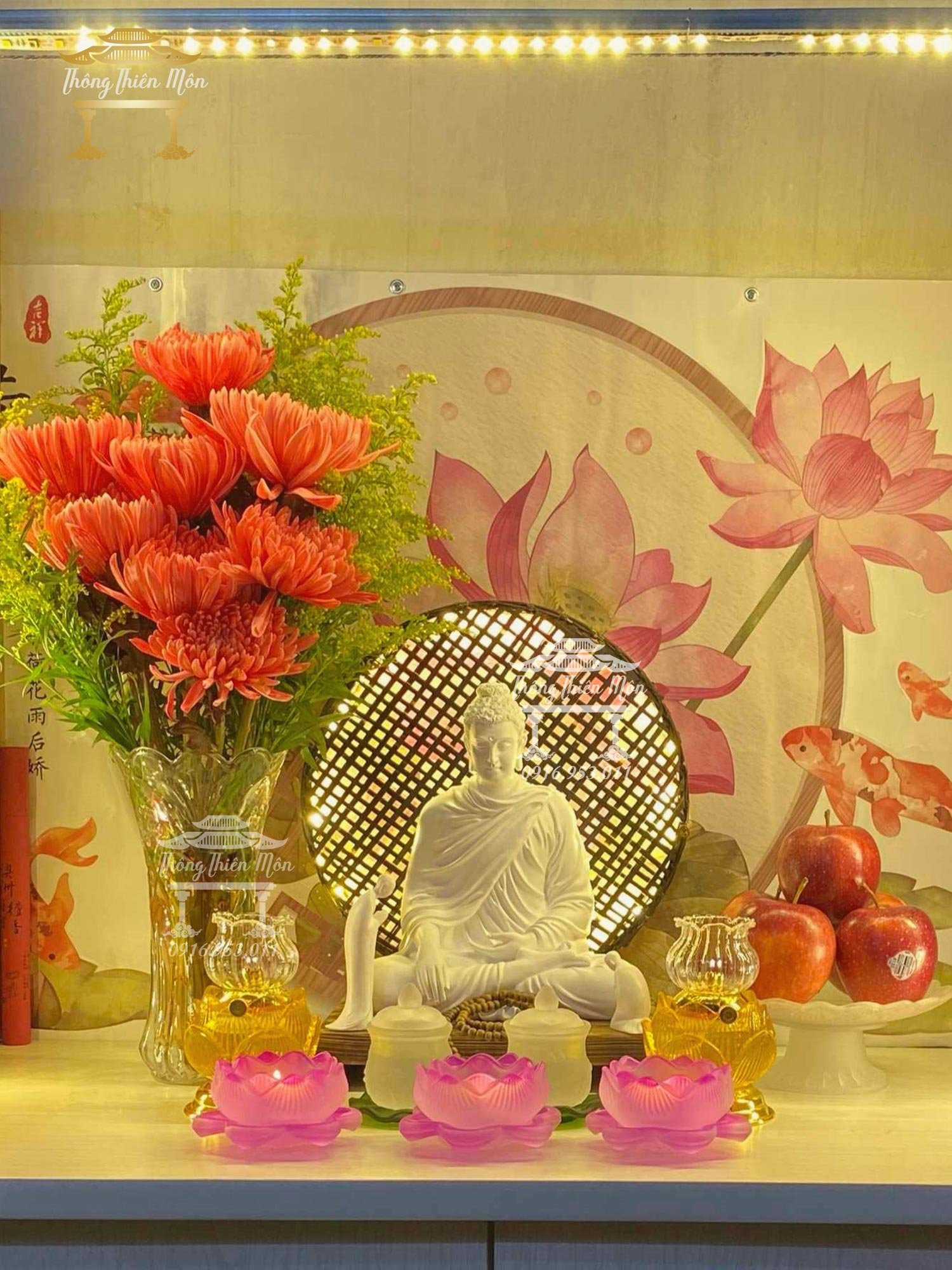 Tôn tượng Bổn Sư Thích Ca Ấn Địa Xúc - Kích thước 30cm - Sơn 1 màu trắng