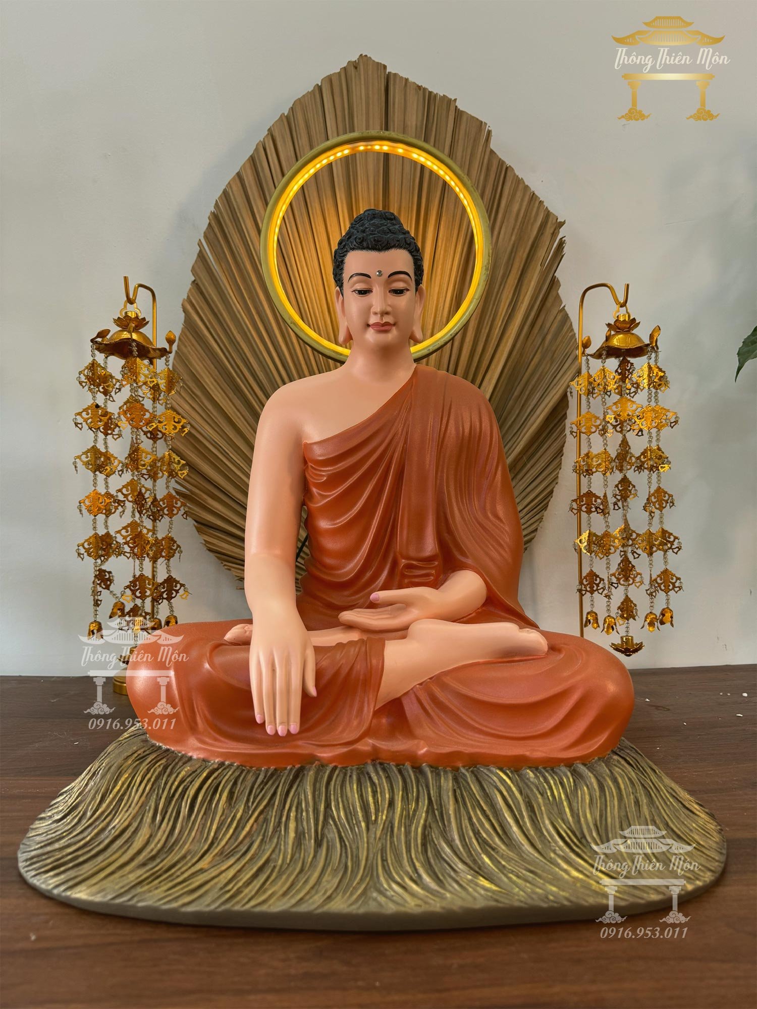 Tượng Bổn Sư Thích Ca Ấn Địa Xúc - Kích thước 45cm - Sơn màu theo yêu cầu