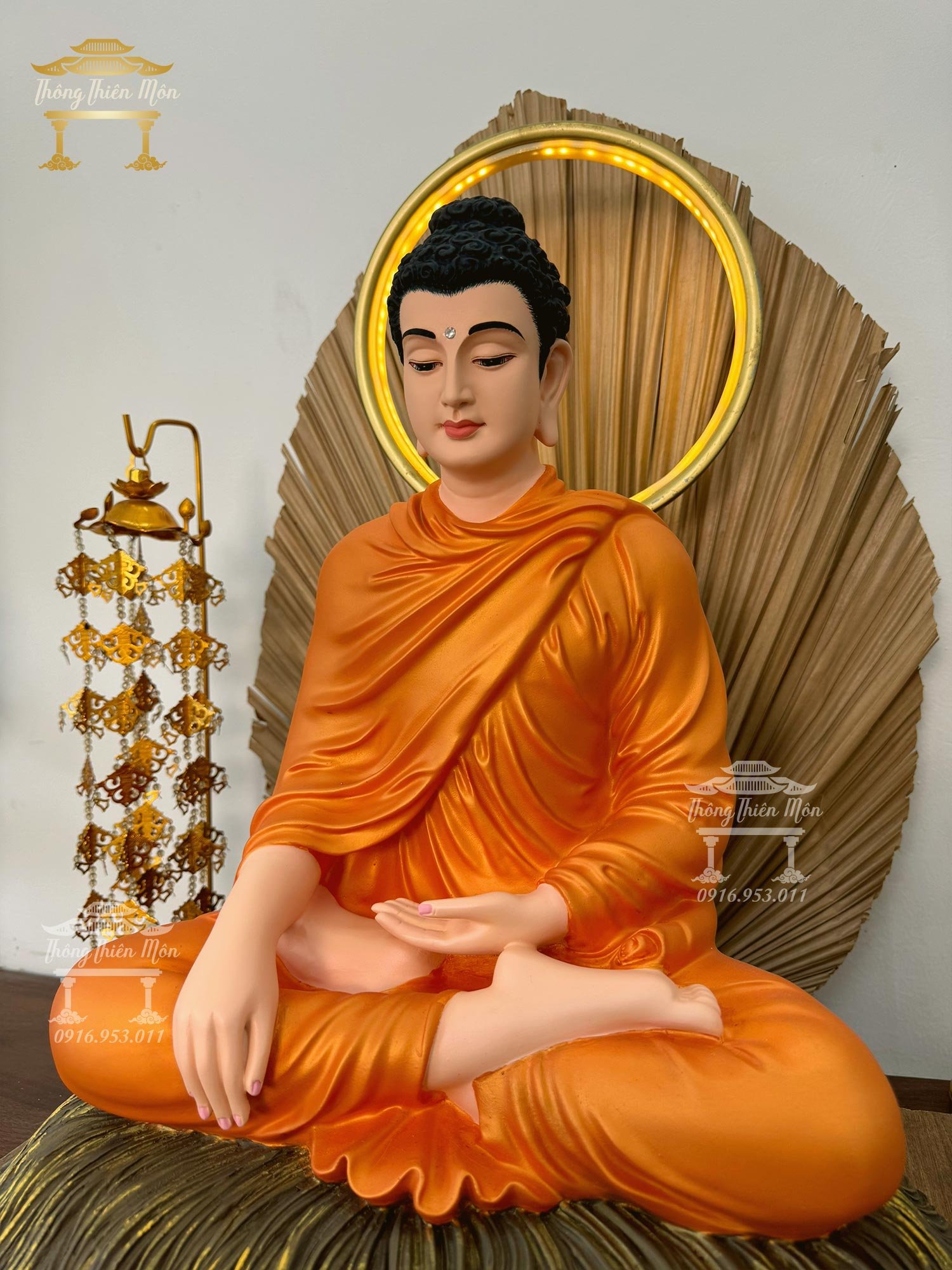 Tôn tượng Bổn Sư Ấn Địa Xúc - Đế rơm - Kích thước 45cm - Y cam ngọc trai