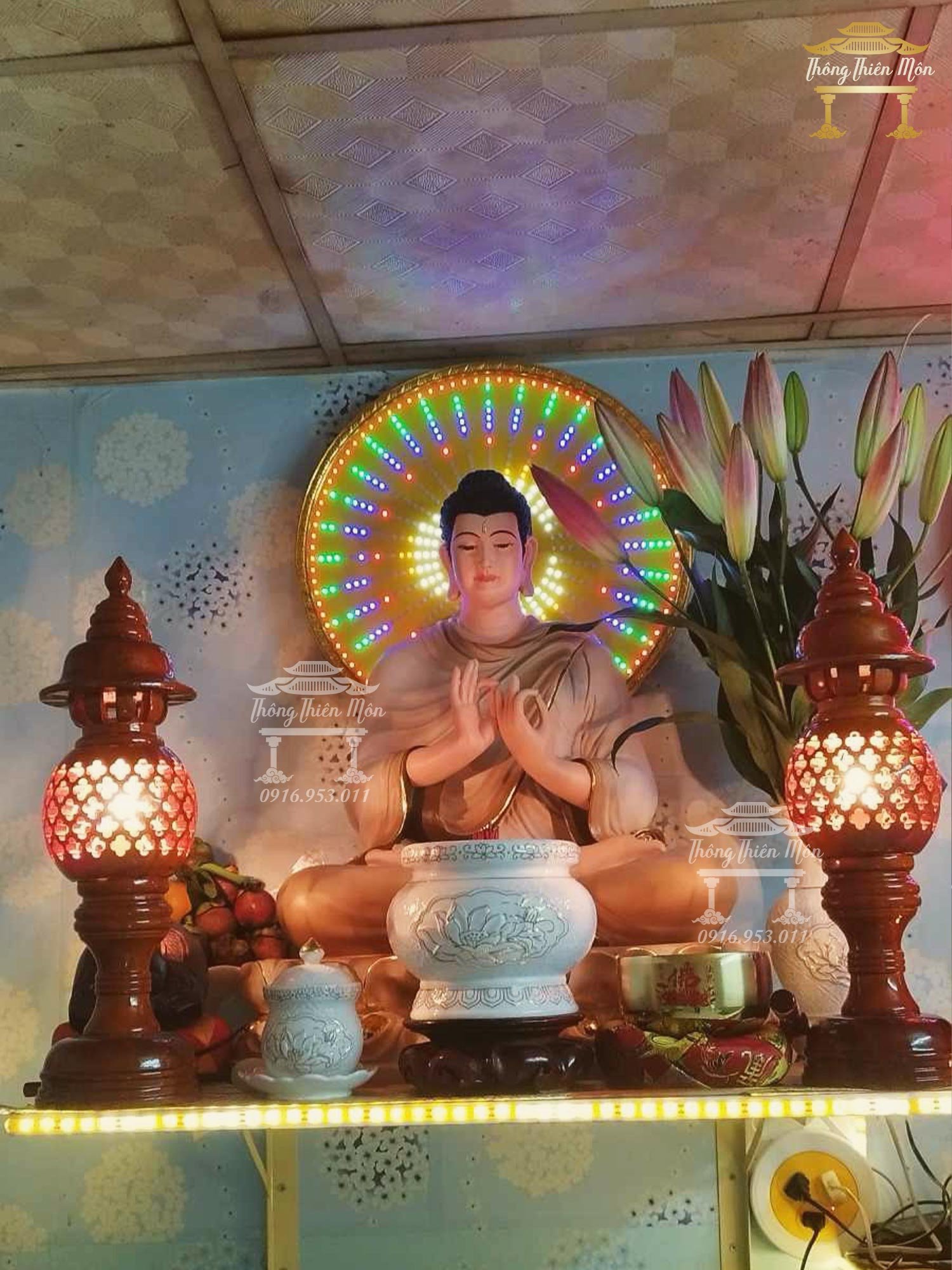 Tượng Bổn Sư Thích Ca Ấn Chuyển Pháp Luân, Kích thước 70cm, Màu khoáng