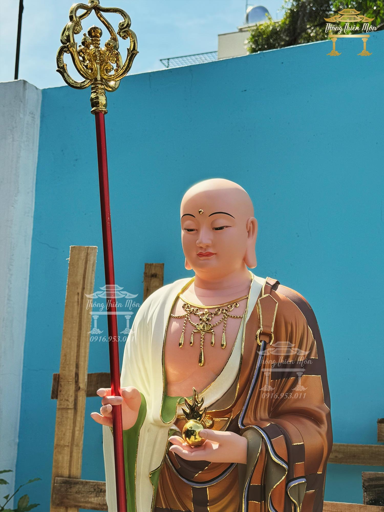 Tượng Địa Tạng Vương Bồ Tát, Kích thước 120cm, Sơn khoáng cao cấp