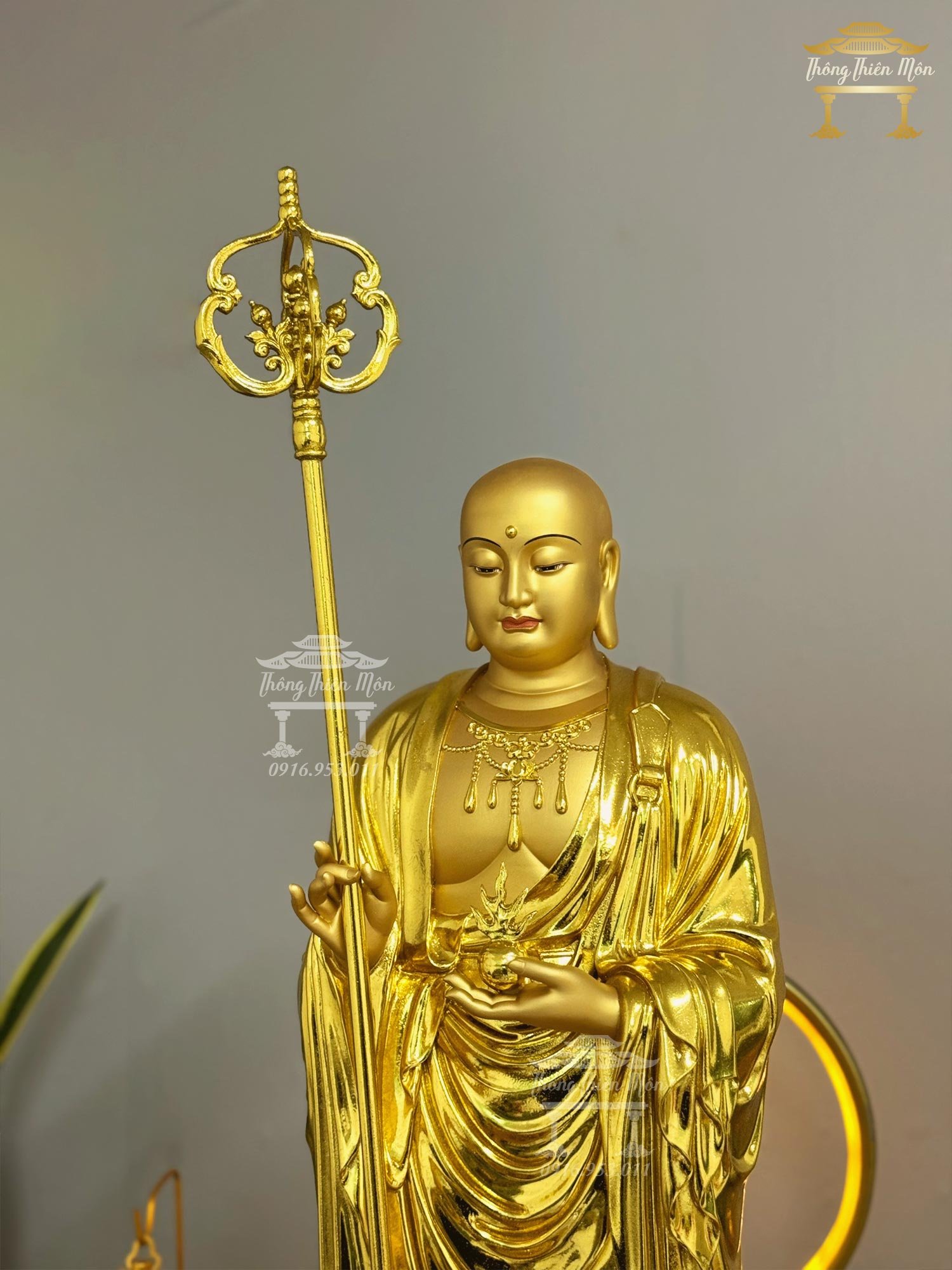 Tượng Địa Tạng Bồ Tát, Mạ vàng, Kích thước 90cm