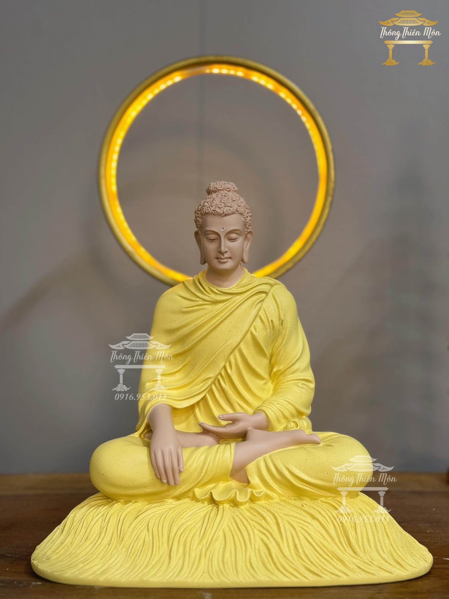 Tượng Bổn Sư Ấn Địa Xúc, Sơn hiệu ứng giả gốm tử sa, Kích thước 30cm