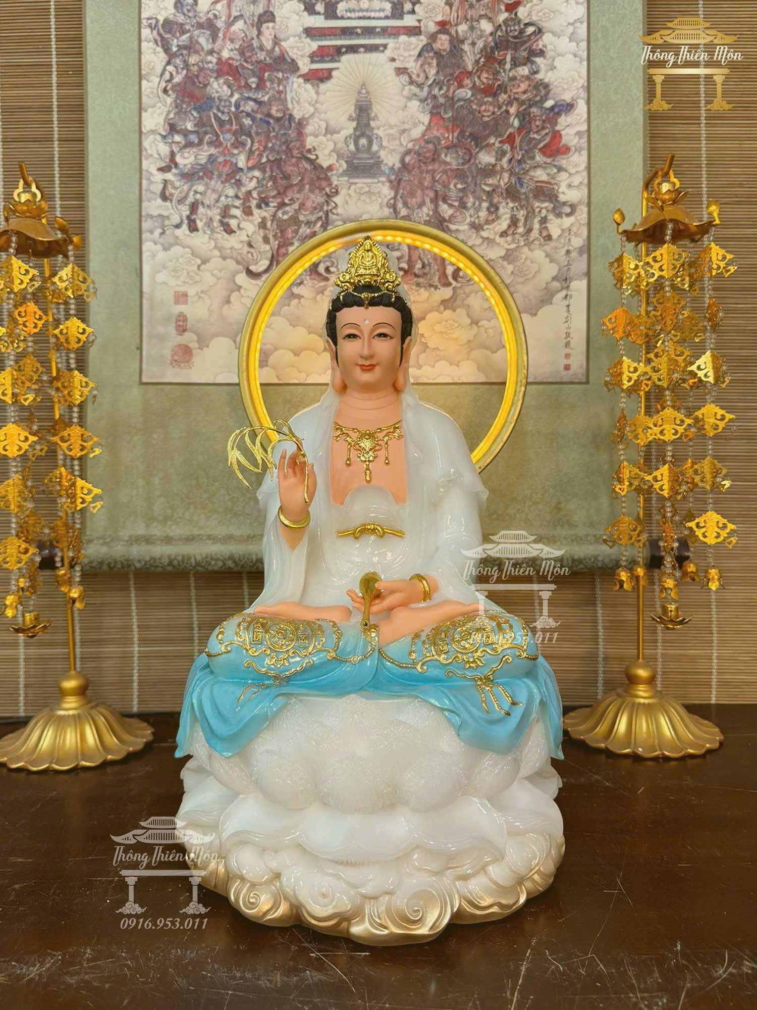 Tượng Quan Âm Bồ Tát, Bột Bạch Ngọc, Kích thước 40cm