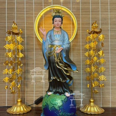 Tôn tượng Địa Mẫu dáng đứng, Kích thước 50cm, Phối đen bạc