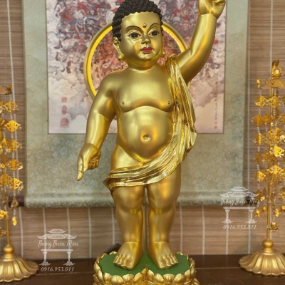 Tượng Phật Đản Sanh - Sơ Sinh, Kích thước 60cm, Mạ vàng