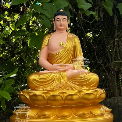 Tôn tượng Phật A Di Đà dáng ngồi - 50cm - Màu vàng nhũ