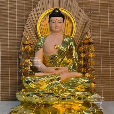 Tượng Phật Di Đà cao 50cm - Mạ vàng, vẽ diện
