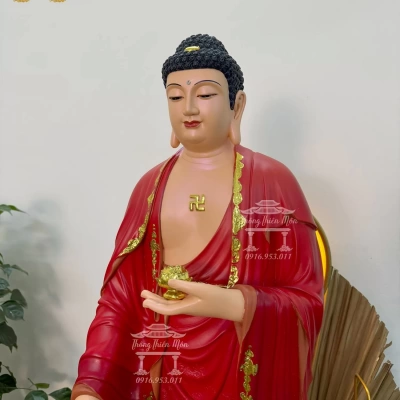 Tượng Phật Di Đà - 90cm - Màu đỏ truyền thống