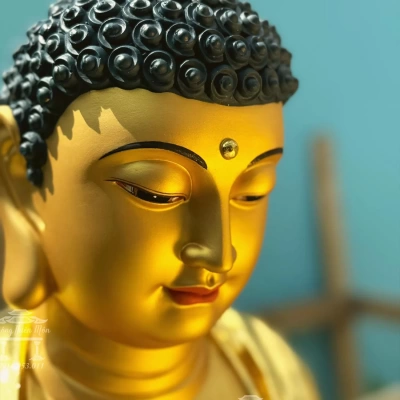 Tượng Phật A Di Đà, Kích thước 120cm, Mạ vàng, Da giả đồng