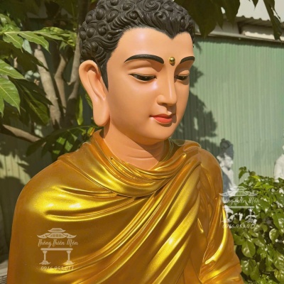 Tôn tượng Bổn Sư Ấn Địa Xúc, Màu vàng nhũ, Kích thước 120cm
