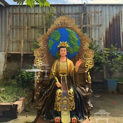 Tôn tượng Diêu Trì Địa Mẫu ngồi, Kích thước 150cm, Phối màu đồng đen