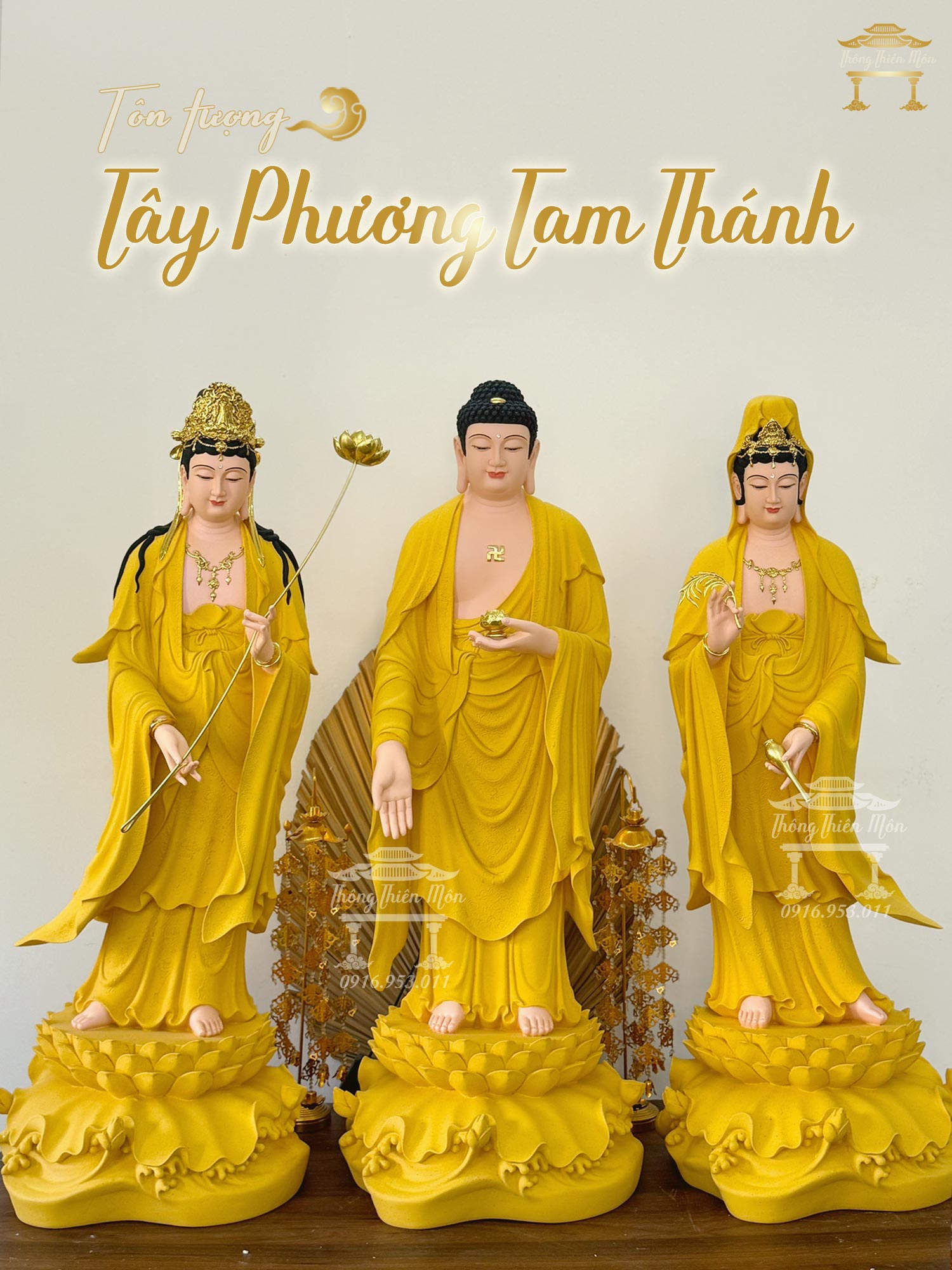 Tượng Tây Phương Tam Thánh - Sơn hiệu ứng giả gốm tử sa
