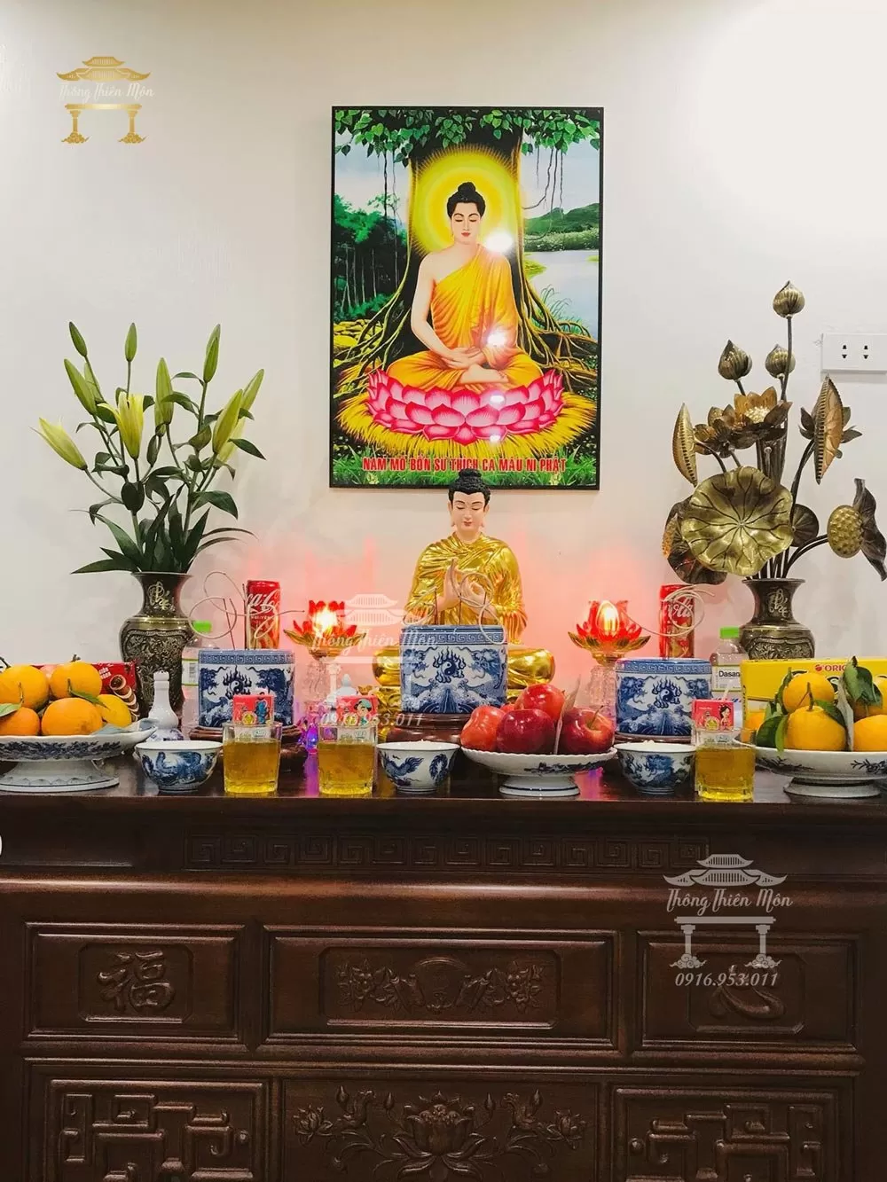 Tượng Bổn Sư Thích Ca Ấn Chuyển Pháp Luân - 50cm - Mạ vàng