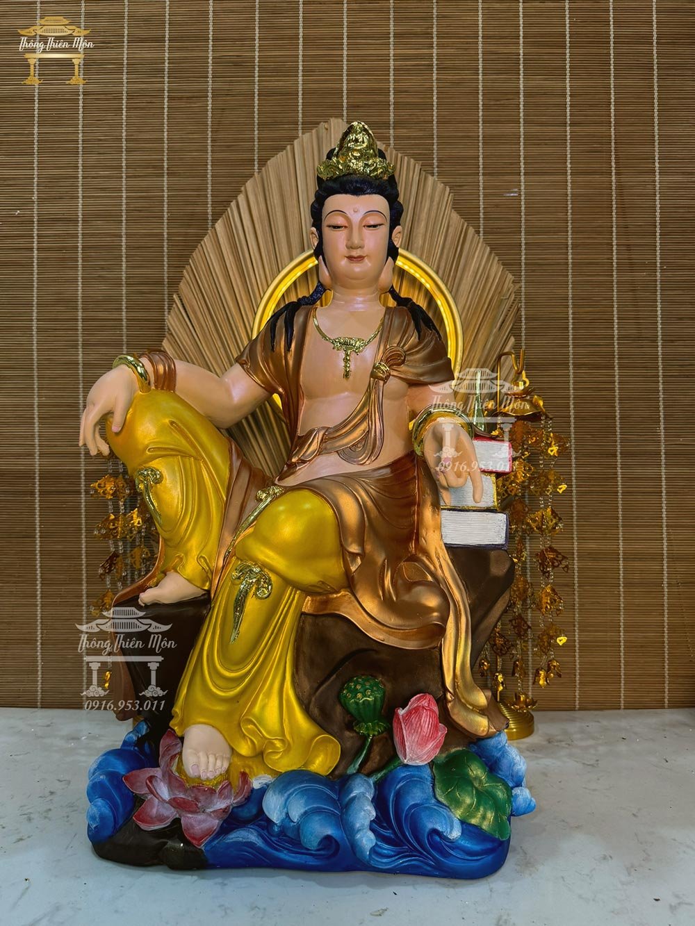 Tôn tượng Quan Thế Âm Bồ Tát Tự Tại - 60cm - Màu theo yêu cầu