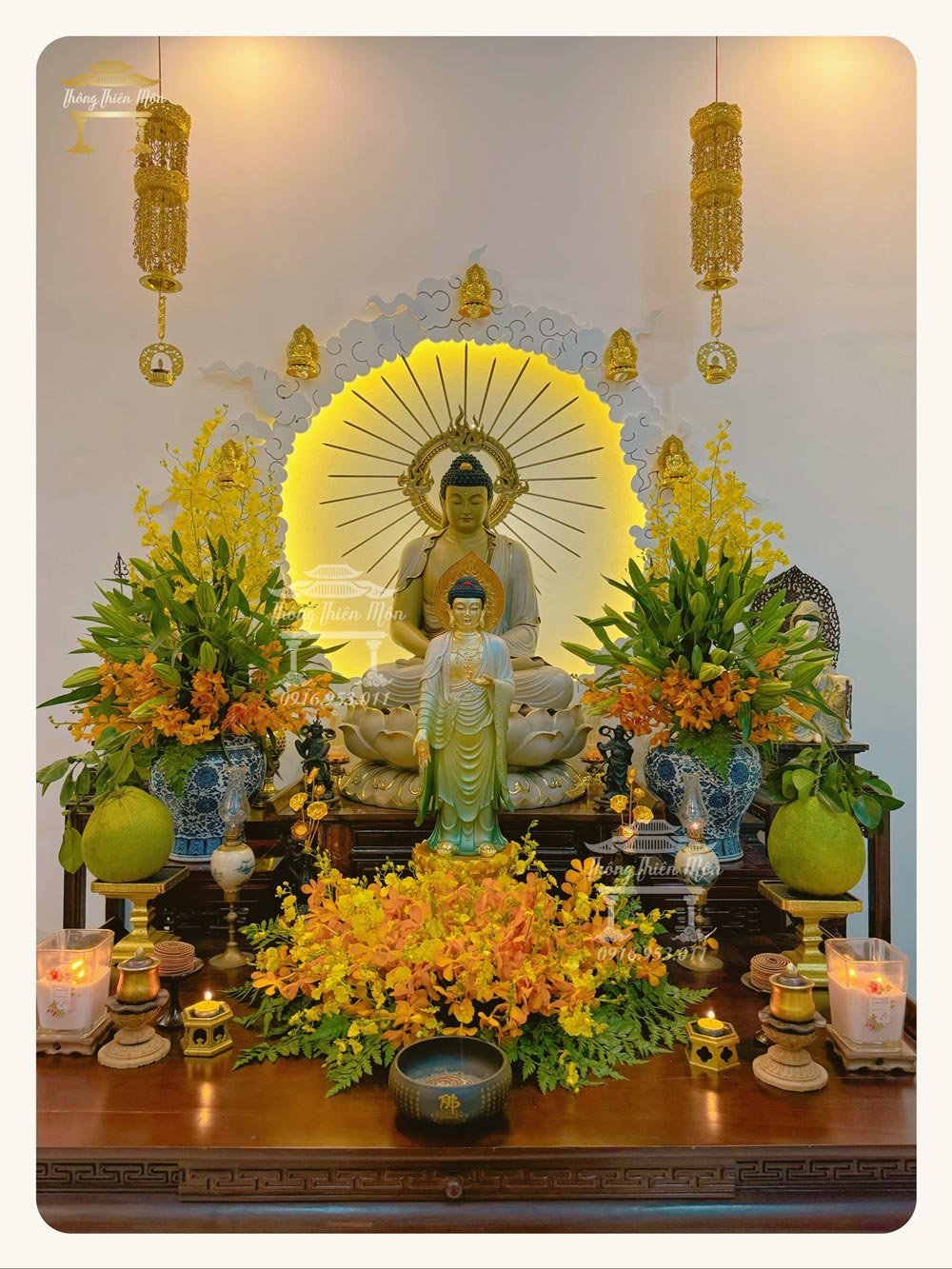 Tôn tượng A Di Đà - 70cm và 88cm, sơn phối màu theo yêu cầu