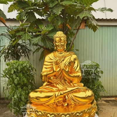 Tôn tượng Bổn Sư Ấn Chuyển Pháp Luân, Kích thước 120cm, Mạ vàng