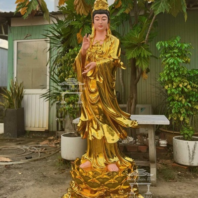 Tôn tượng Quan Thế Âm Bồ Tát - Dáng đứng - Kích thước 170cm - Mạ vàng