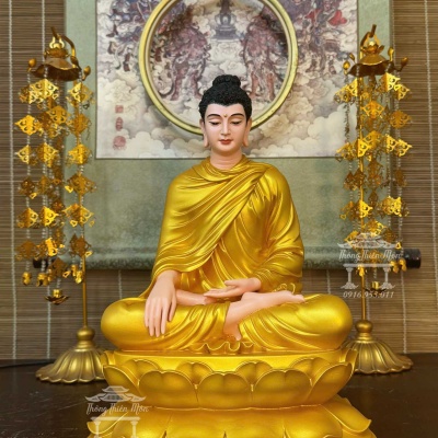 Tôn tượng Bổn Sư Ấn Địa Xúc tọa sen, Kích thước 32cm