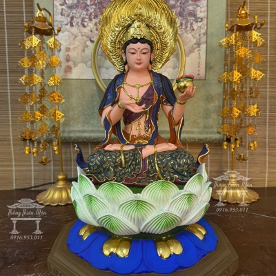 Tôn tượng Kiên Lao Địa Thần, Kích thước 48cm, Vẽ gấm thủ công