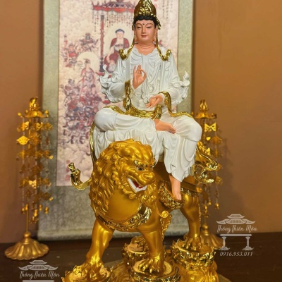 Tôn tượng Văn Thù, Kích thước 50cm, Màu trắng