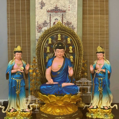 Tôn tượng Đông Phương Tam Thánh, Kích thước 55 - 70 - 55cm, Phối xanh dương