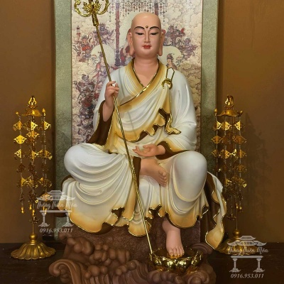 Tôn tượng Địa Tạng Tự Tại, Kích thước 68cm, Trắng tà vàng