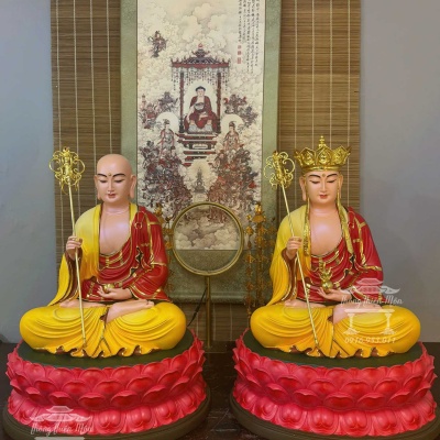 Tôn tượng Địa Tạng Ngồi, Kích thuớc 70cm, Y đỏ vàng