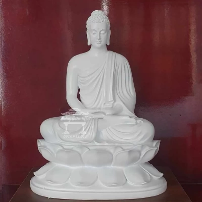 Tượng Bổn Sư Thích Ca Thiền Định  - 32cm - 1 Màu trắng
