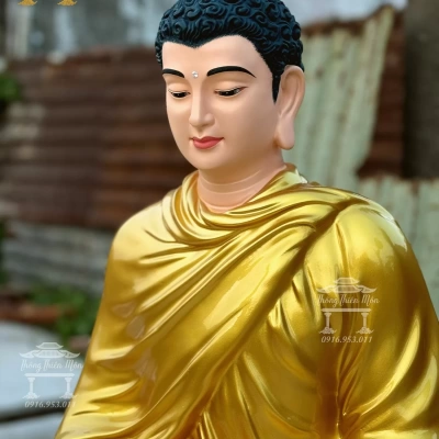 Tôn tượng Bổn Sư Ấn Địa Xúc Đế Sen - Kích thước 100cm - Màu Vàng Nhũ
