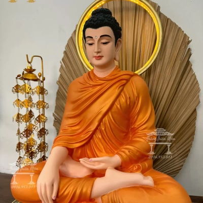 Tôn tượng Bổn Sư Ấn Địa Xúc - Đế rơm - Kích thước 45cm - Y cam ngọc trai
