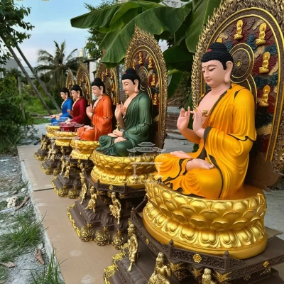 Tôn tượng Thất Phật Dược Sư - Kích thước tổng thể 115cm - Phối màu theo yêu cầu