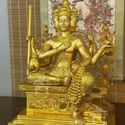 Tôn tượng Tứ Diện Thiên - Kích thước 60cm - Mạ vàng, da đồng