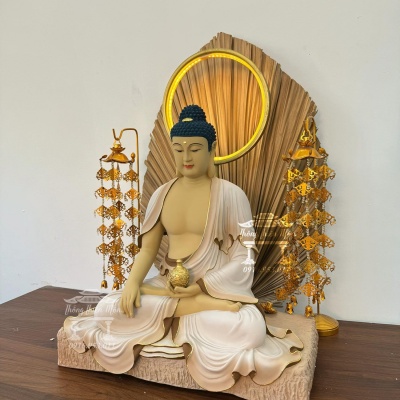 Tượng Phật Dược Sư  - Kích thước 45cm - Sơn khoáng, viền vàng